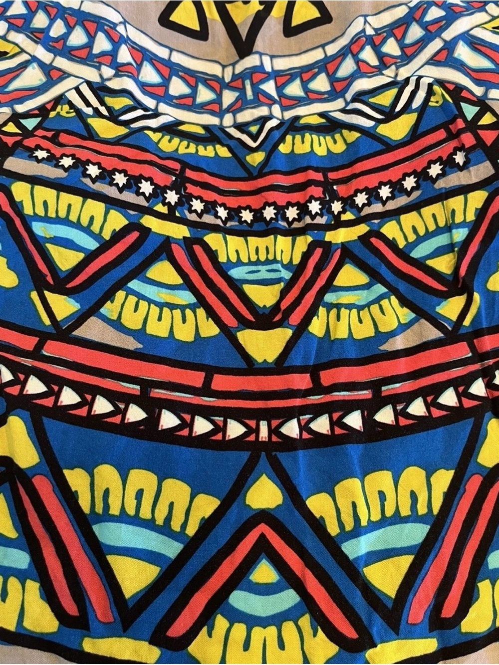 Flying Tomato Tribal Geometric Tank Top in Blue, Yellow, Red, Black & Cream - Picture 4 of 11